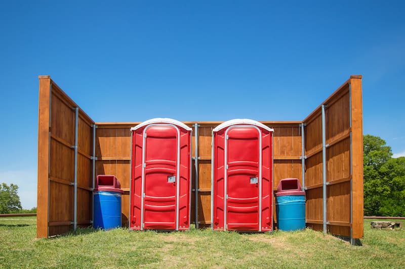 Short-term porta potty units staged for delivery in Garden Grove, California